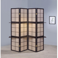 Coaster Furniture 900166 4-panel Folding Screen with Removable Shelves Tan and Cappuccino